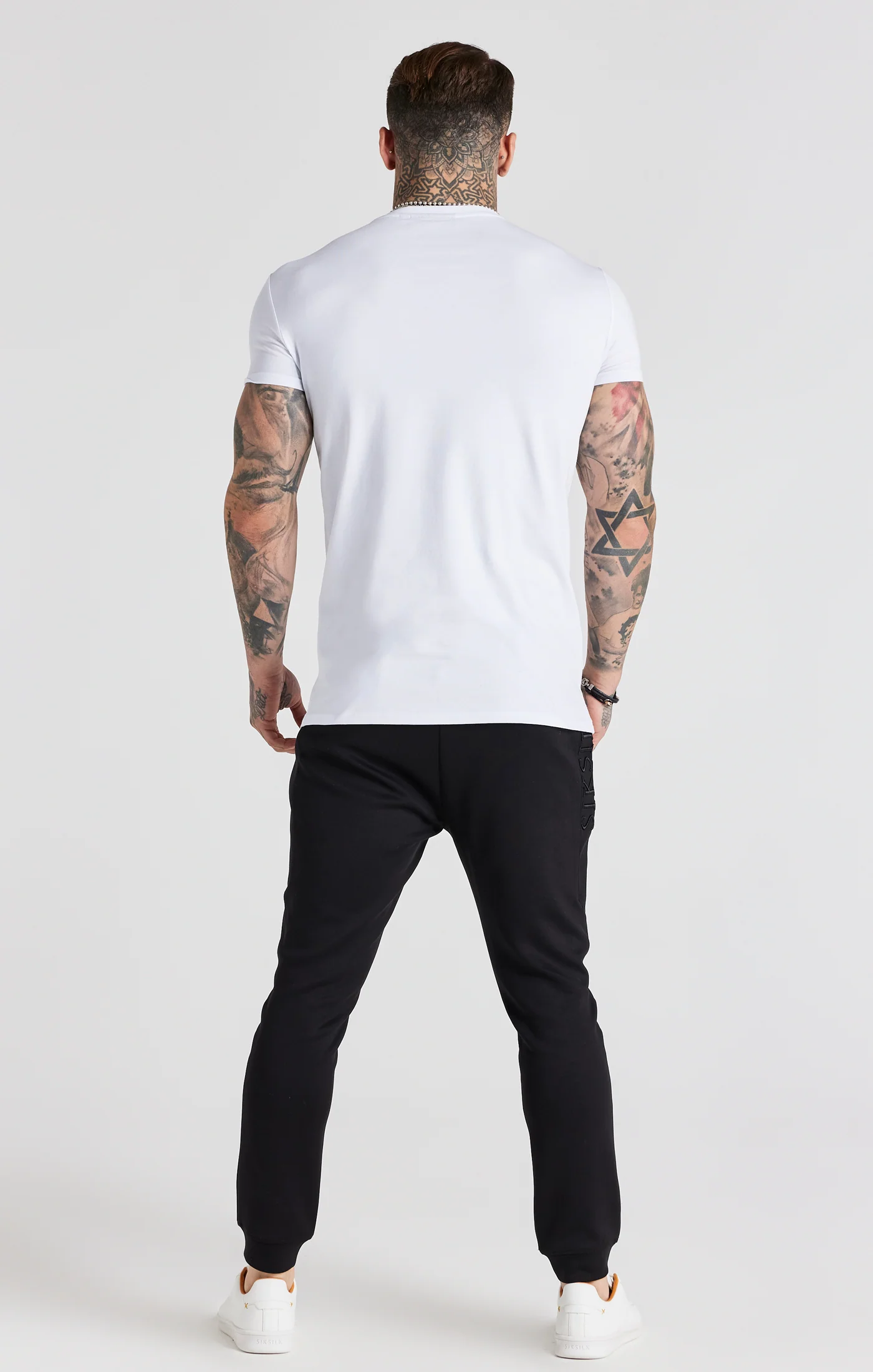 White Embroidered Muscle Fit T-Shirt - Image 6