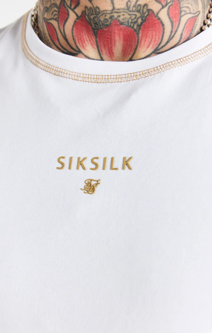 White Cover Stitch Muscle Fit T-Shirt - Image 3