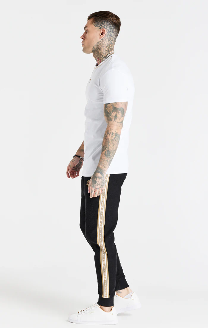 White Cover Stitch Muscle Fit T-Shirt - Image 6