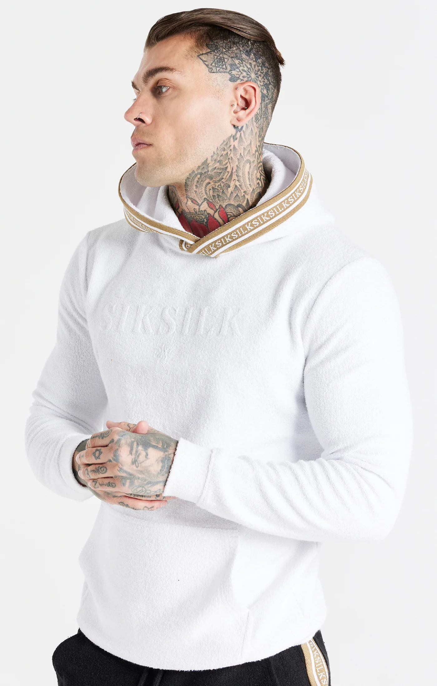 White Eminent Loop Back Overhead Hoodie