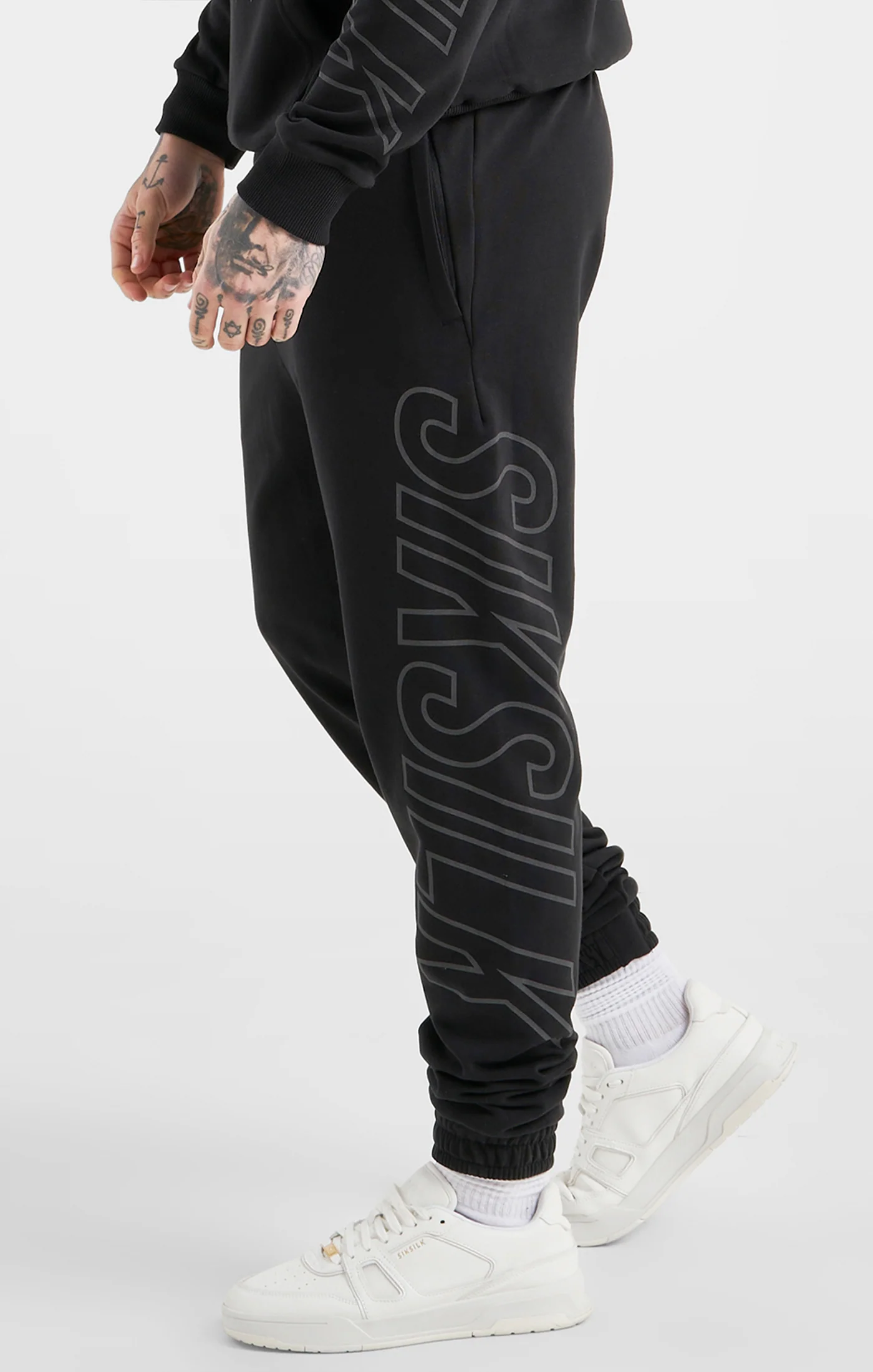Black Sports Relaxed Fit Large Branding Pant - Image 3