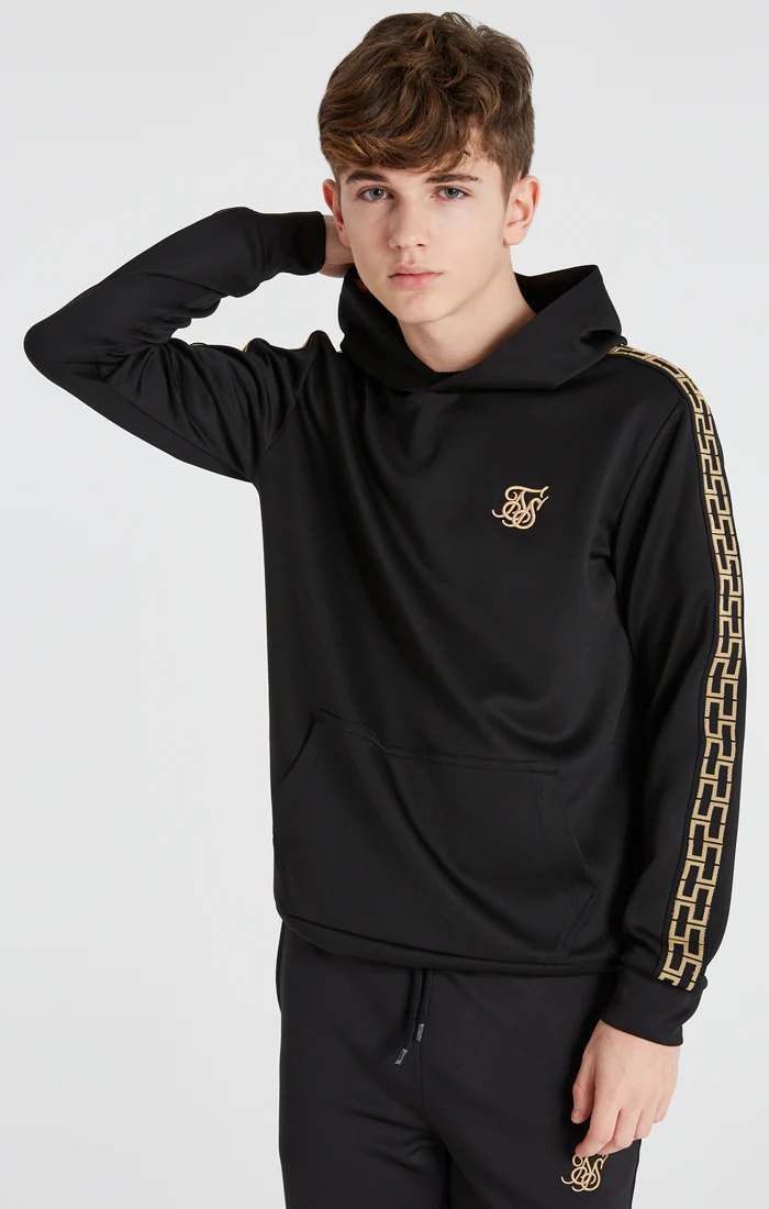 Boys Black Taped Overhead Hoodie