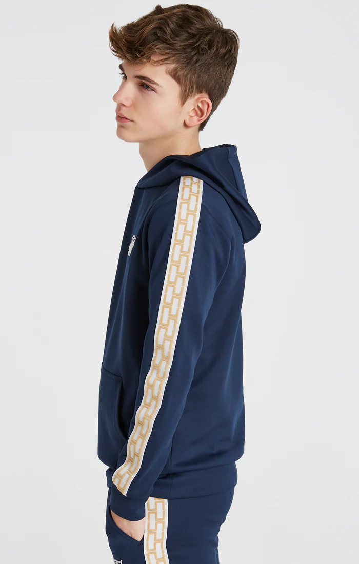 Boys Navy Taped Overhead Hoodie - Image 2