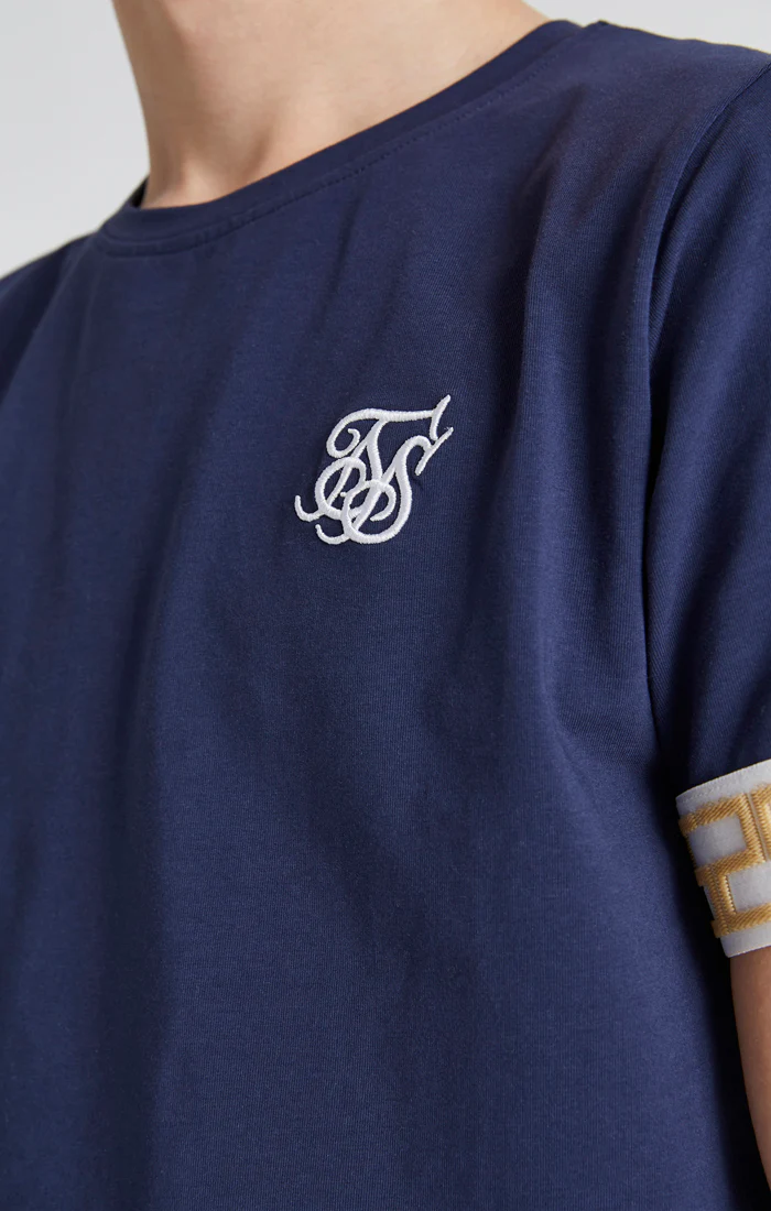 Boys Navy Taped T-Shirt - Image 3