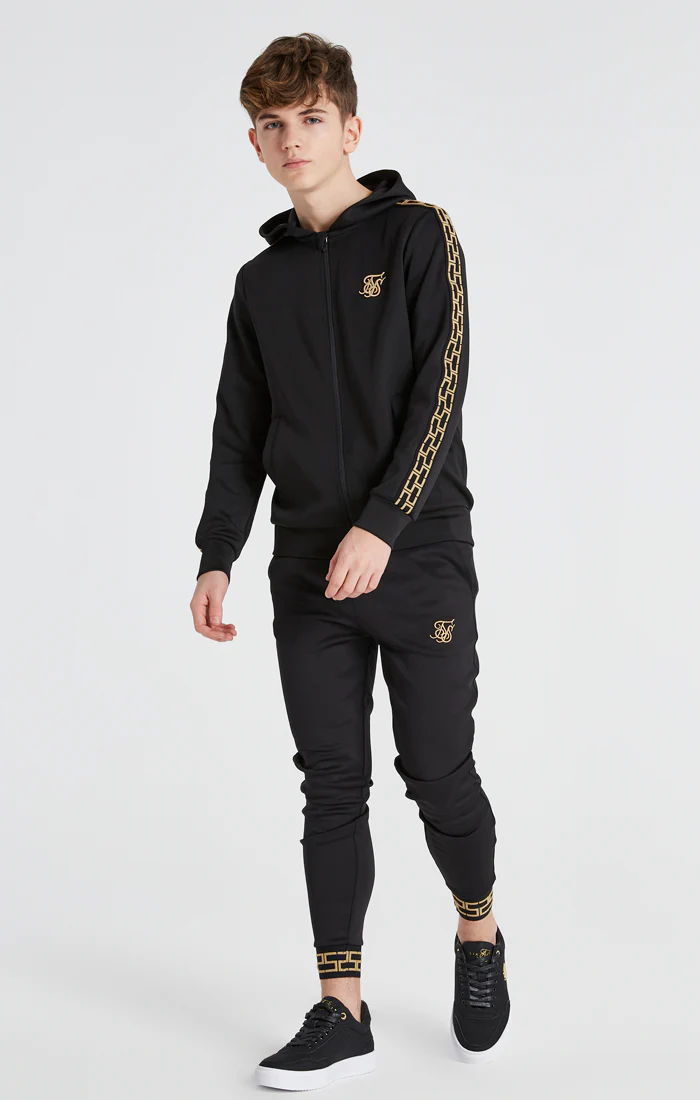 Boys Black Taped Zip Thru Hoodie - Image 3
