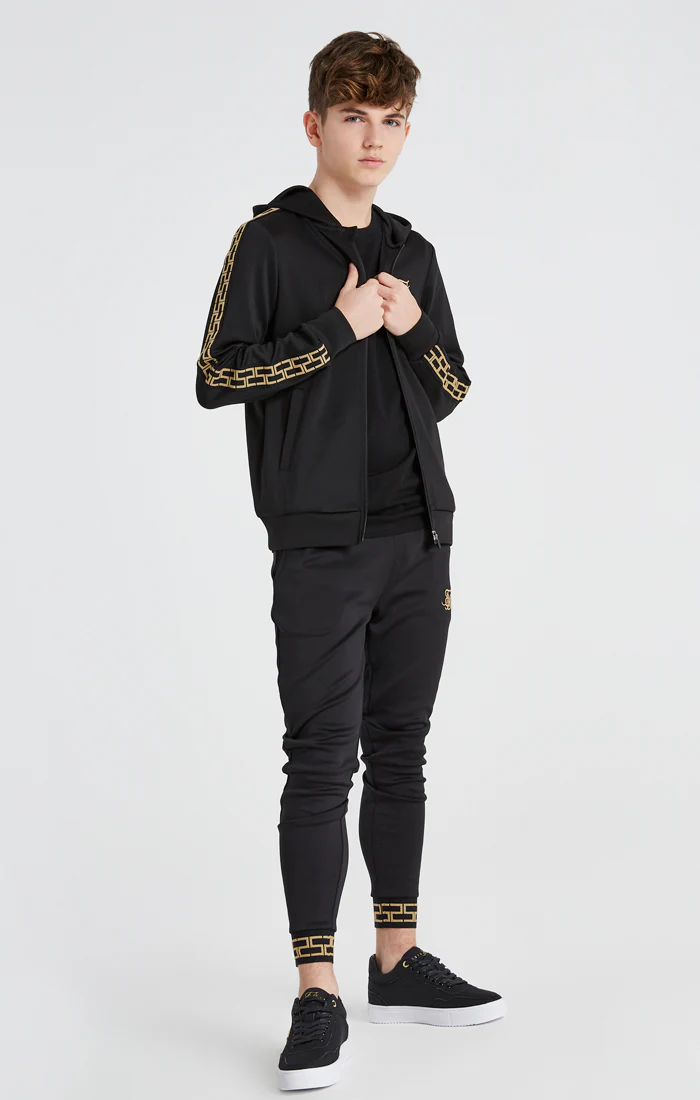 Boys Black Taped Zip Thru Hoodie - Image 4