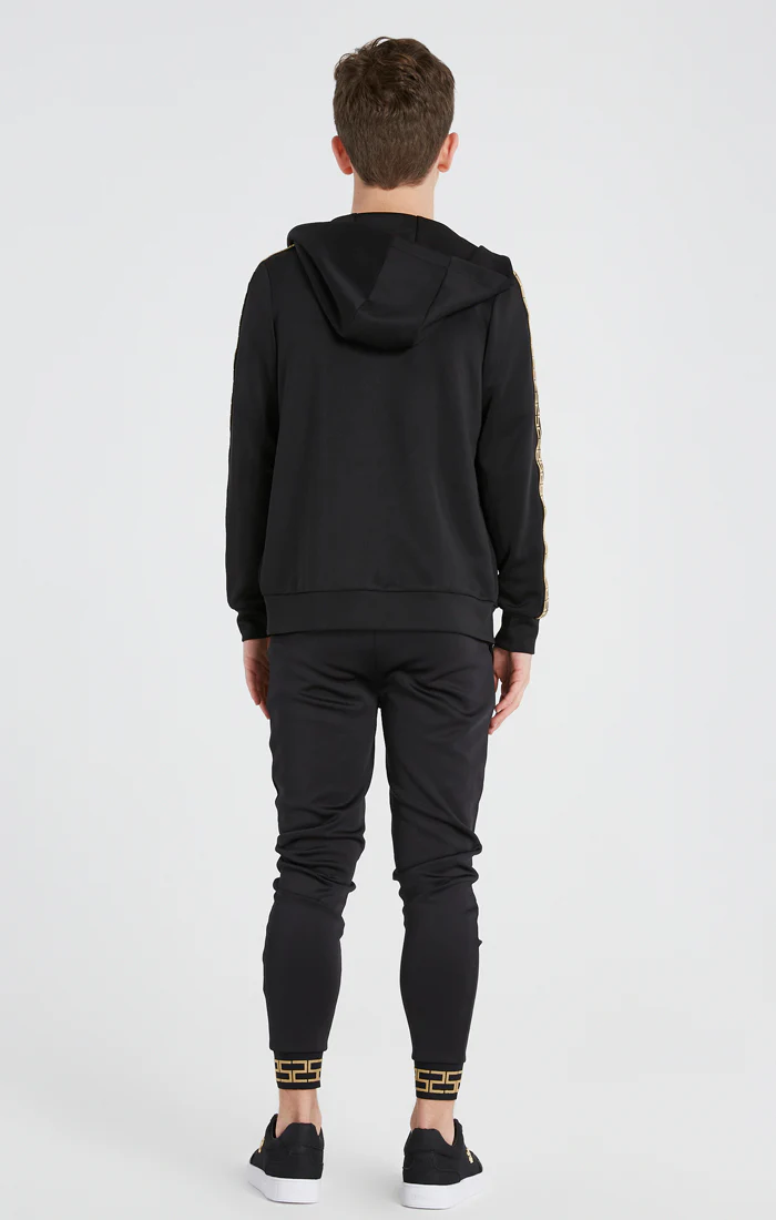 Boys Black Taped Zip Thru Hoodie - Image 7