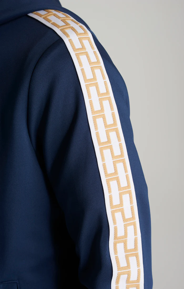 Boys Navy Taped Zip Thru Hoodie - Image 2