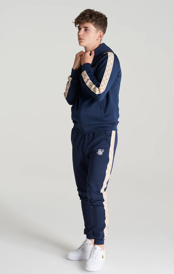Boys Navy Taped Zip Thru Hoodie - Image 3