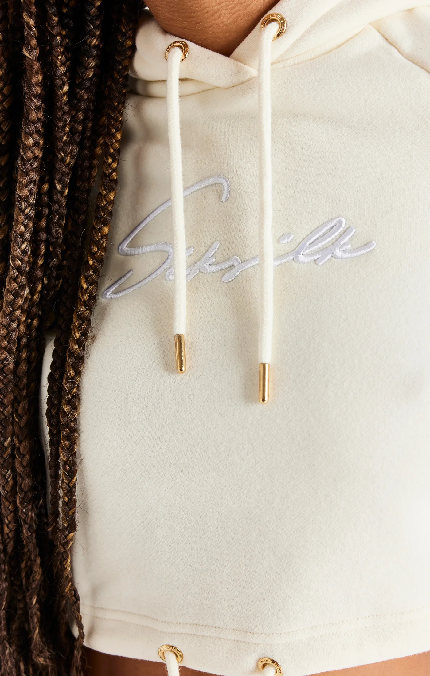 Ecru Cropped Hoodie - Image 2