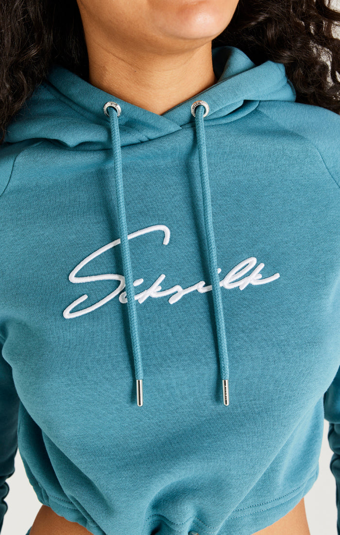 Teal Essential Cropped Hoodie - Image 2