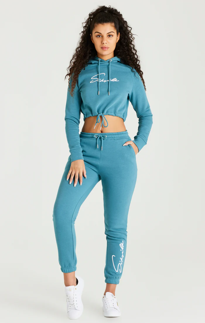 Teal Essential Cropped Hoodie - Image 4