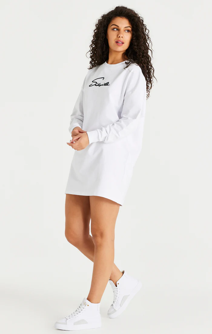 White Essential Sweatshirt Dress - Image 6