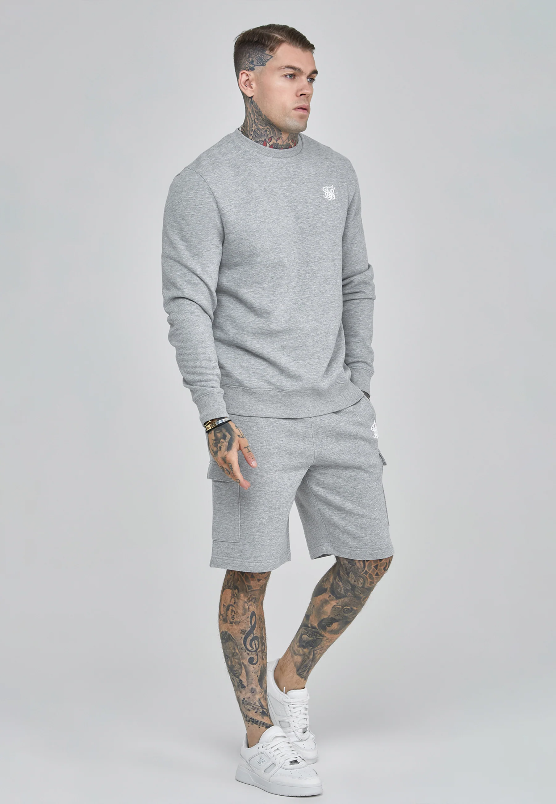 Grey Marl Essentials Cargo Shorts - Image 3