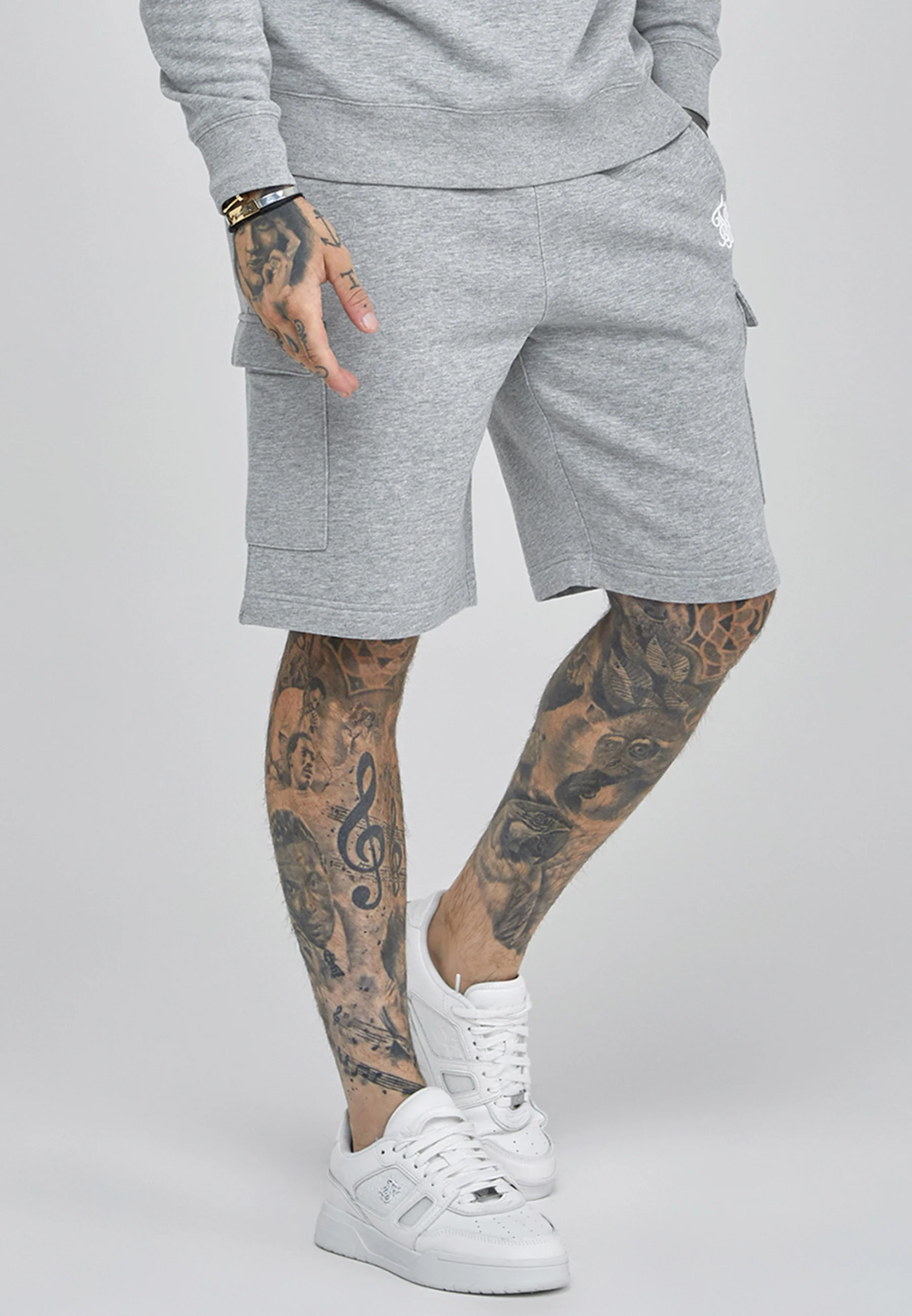 Grey Marl Essentials Cargo Shorts - Image 4