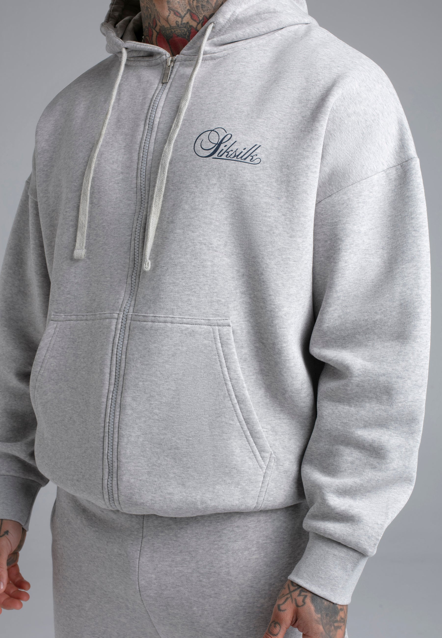 Grey Marl Essentials Full Zip Hoodie - Image 2