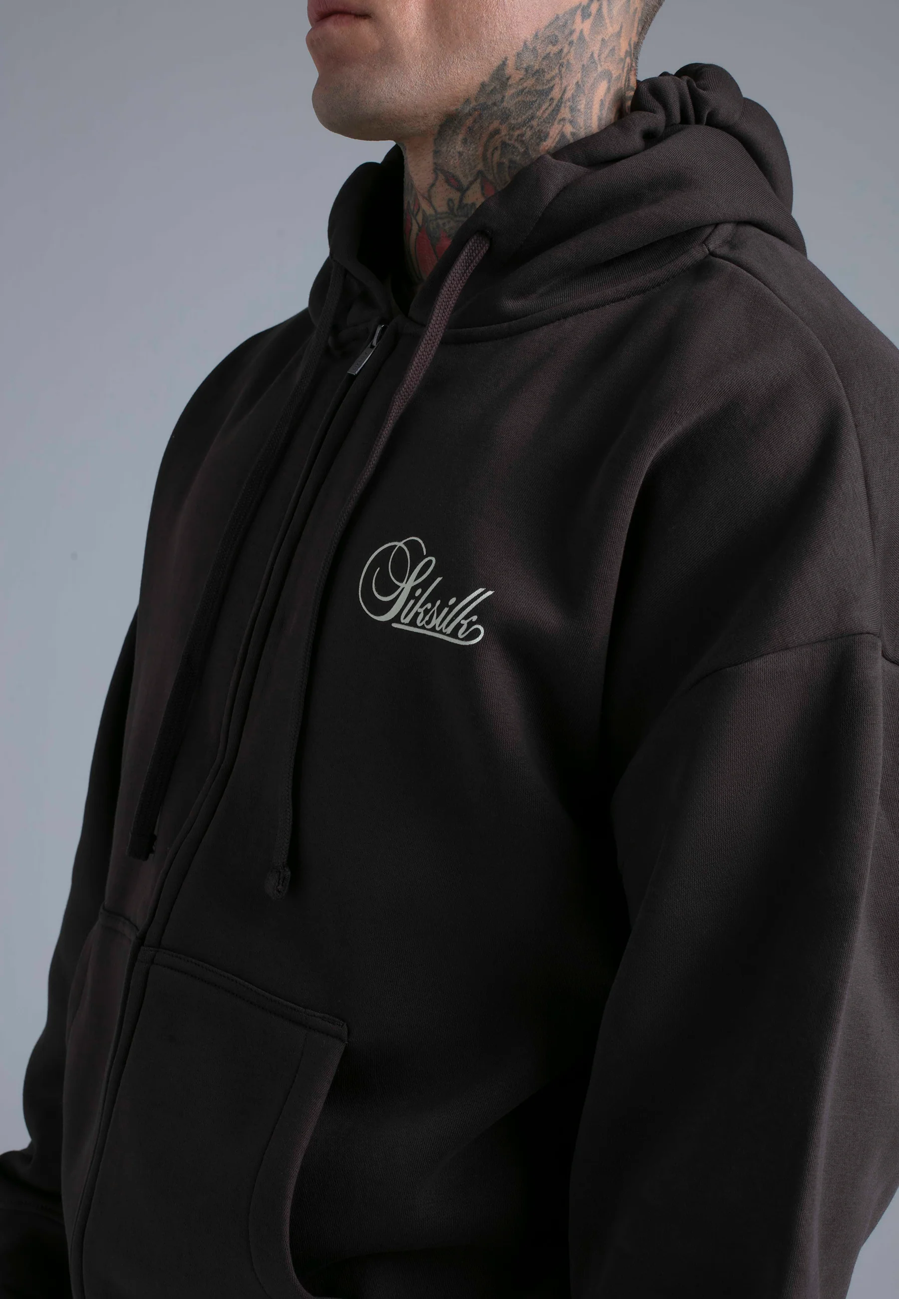 Brown Essentials Full Zip Hoodie - Image 2