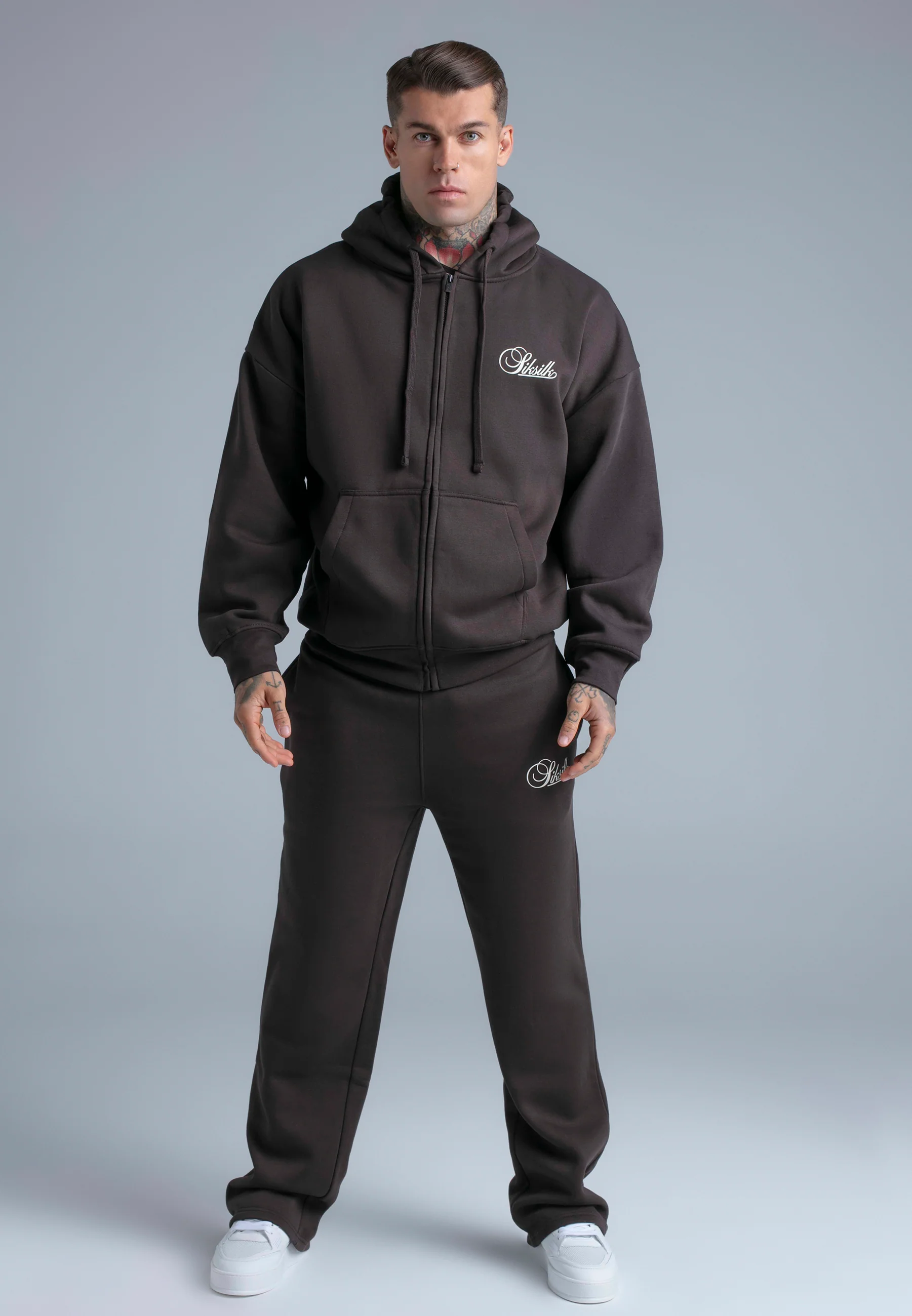 Brown Essentials Full Zip Hoodie - Image 3