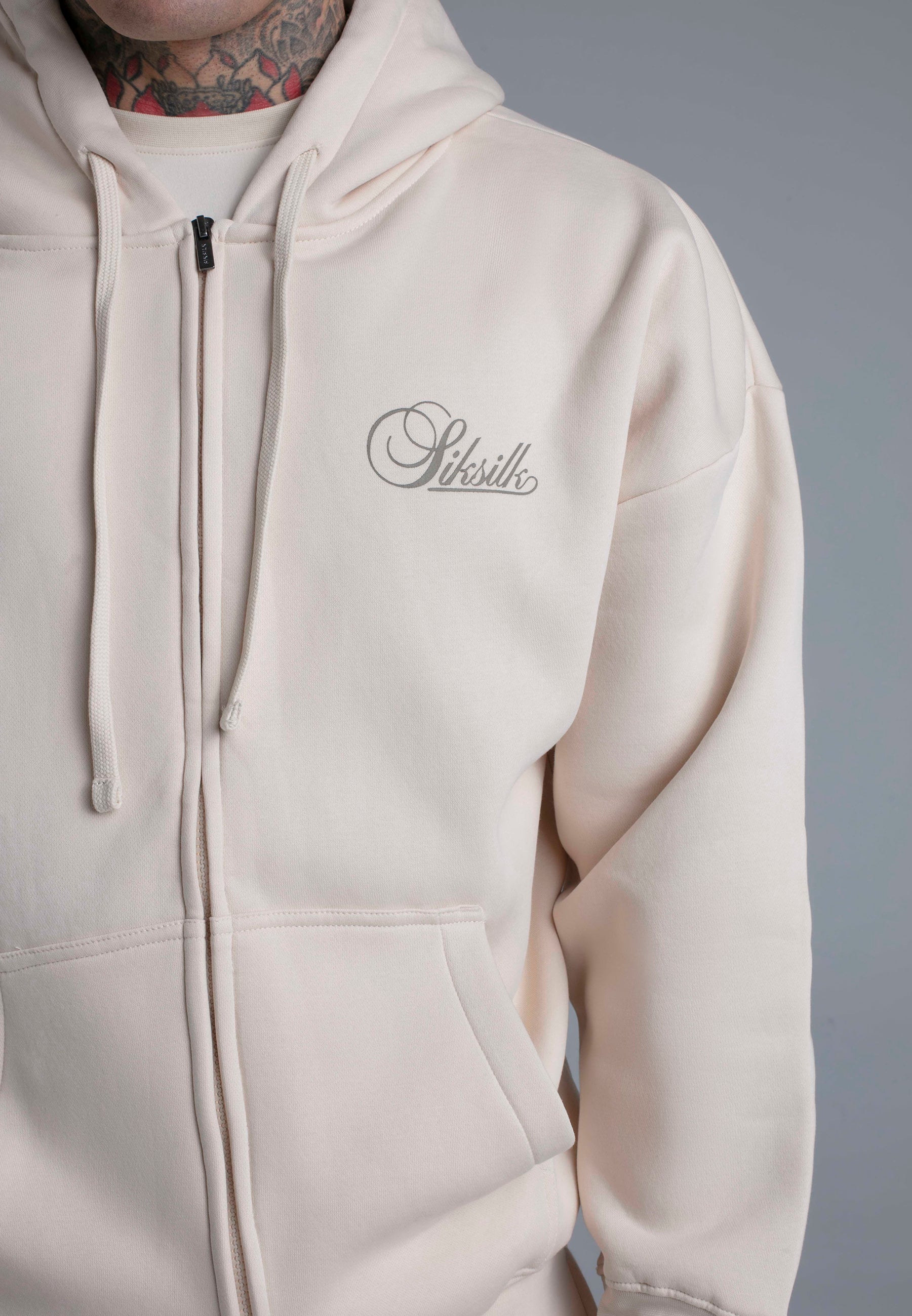 Ecru Essentials Full Zip Hoodie - Image 2