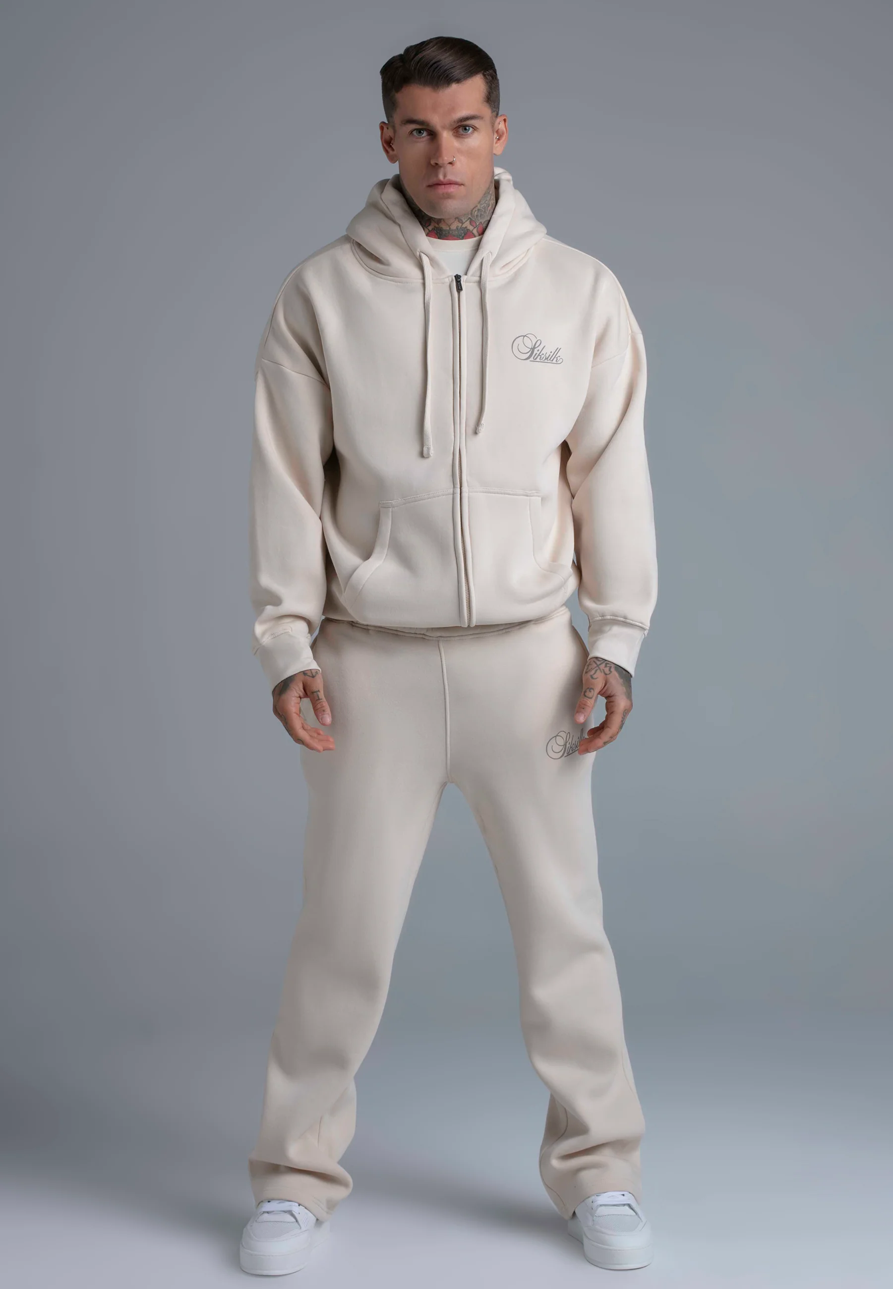 Ecru Essentials Full Zip Hoodie - Image 3