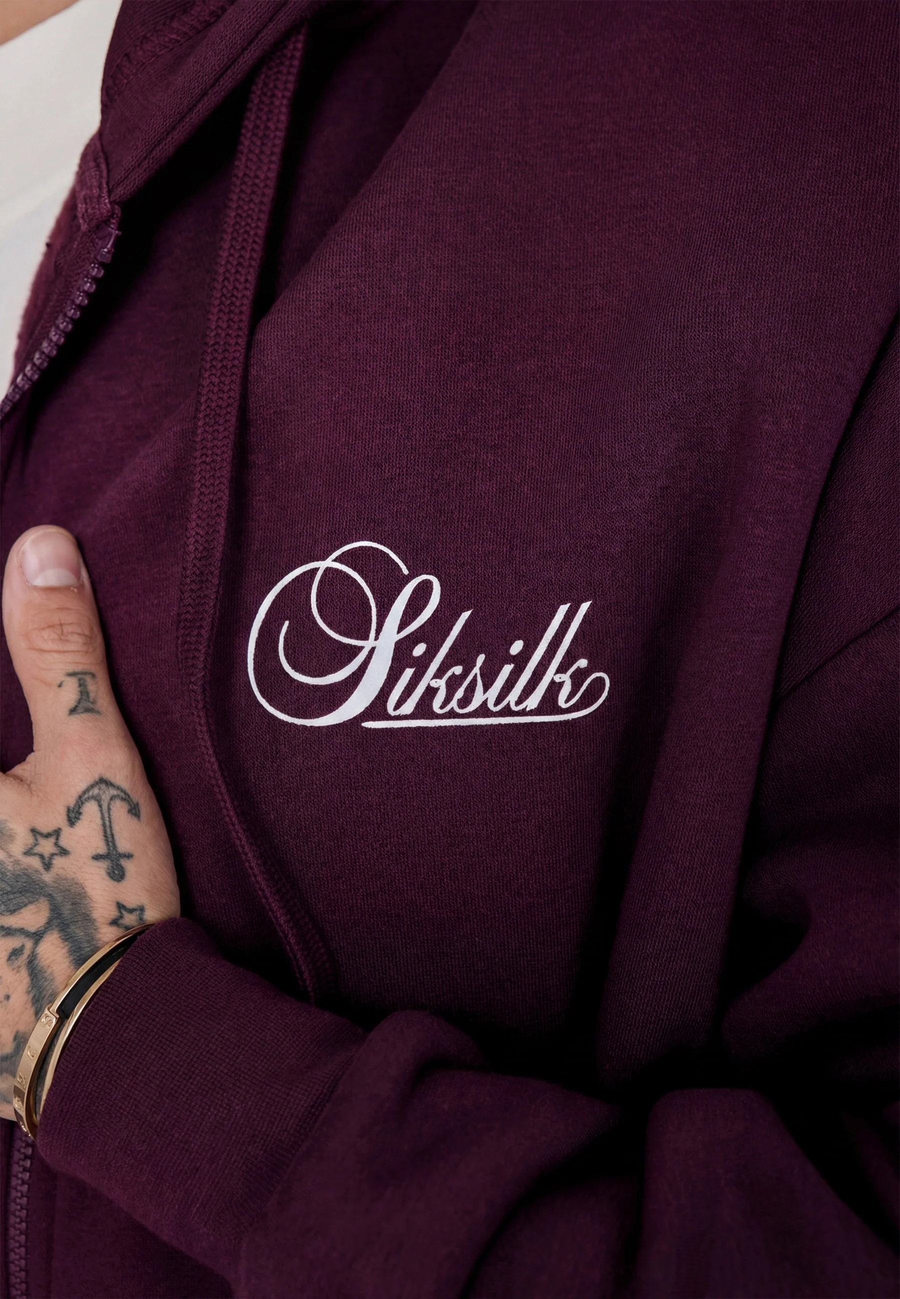 Burgundy Essentials Full Zip Hoodie - Image 2