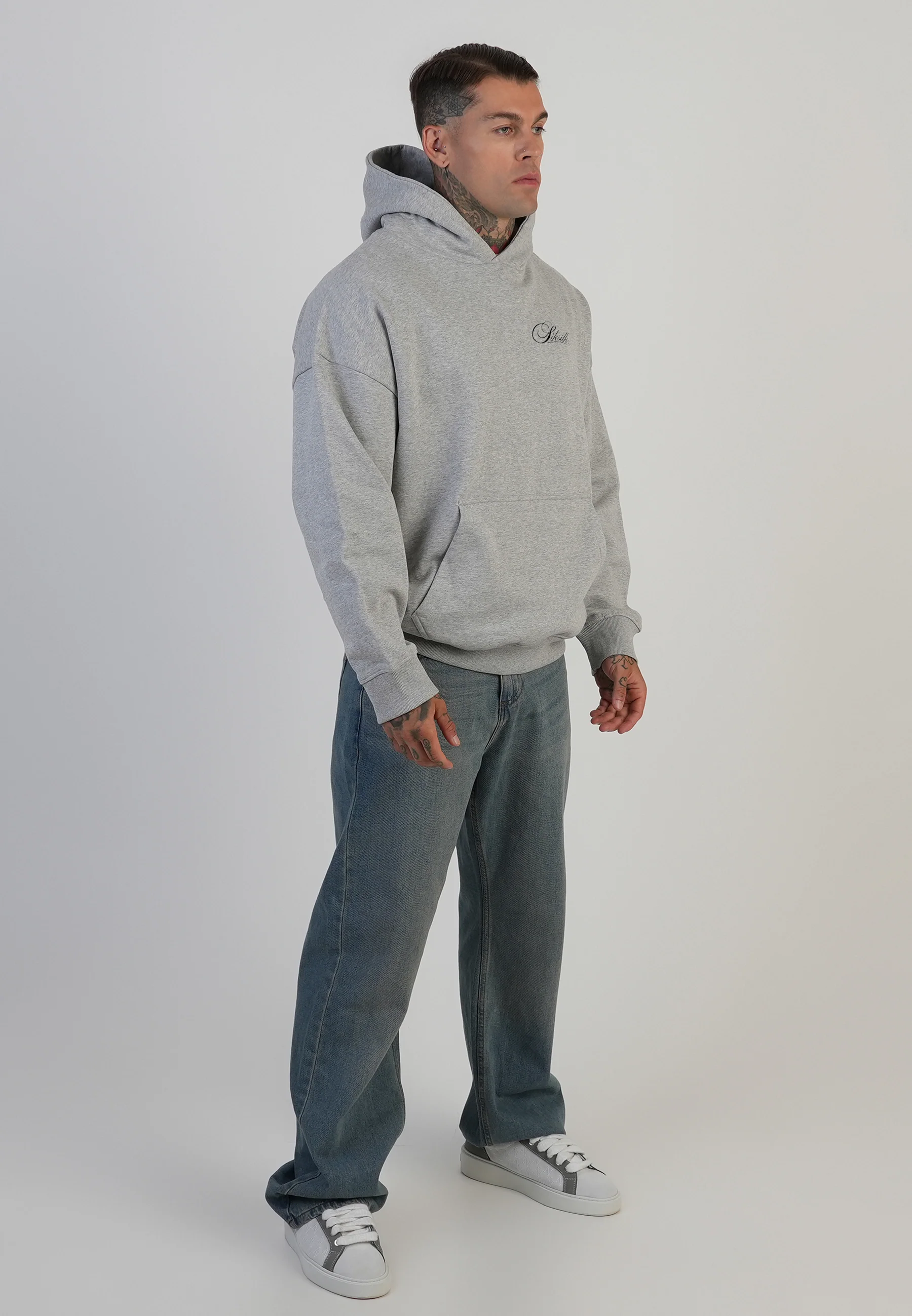 Grey Marl Essentials Hoodie - Image 4