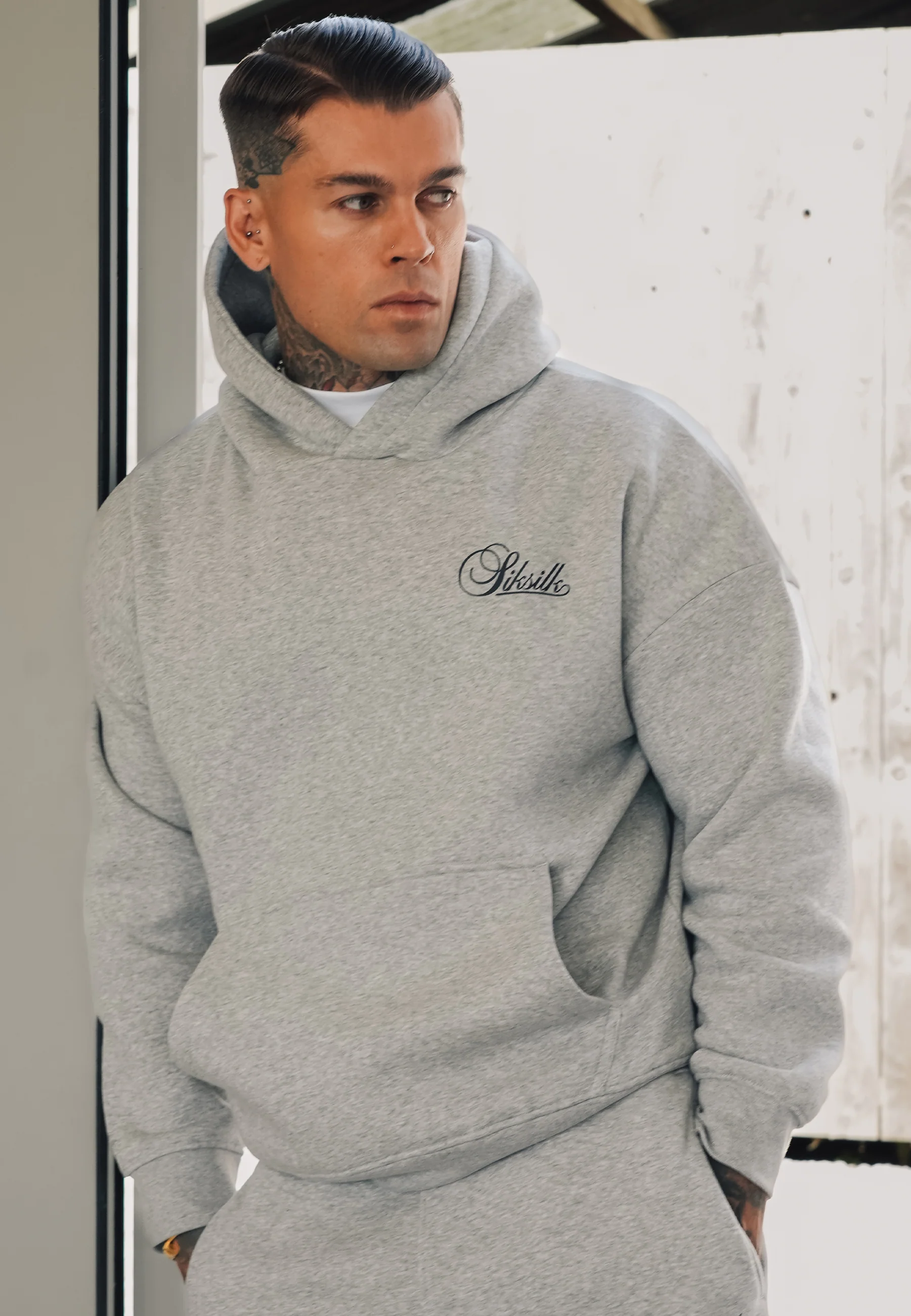 Grey Marl Essentials Hoodie - Image 6