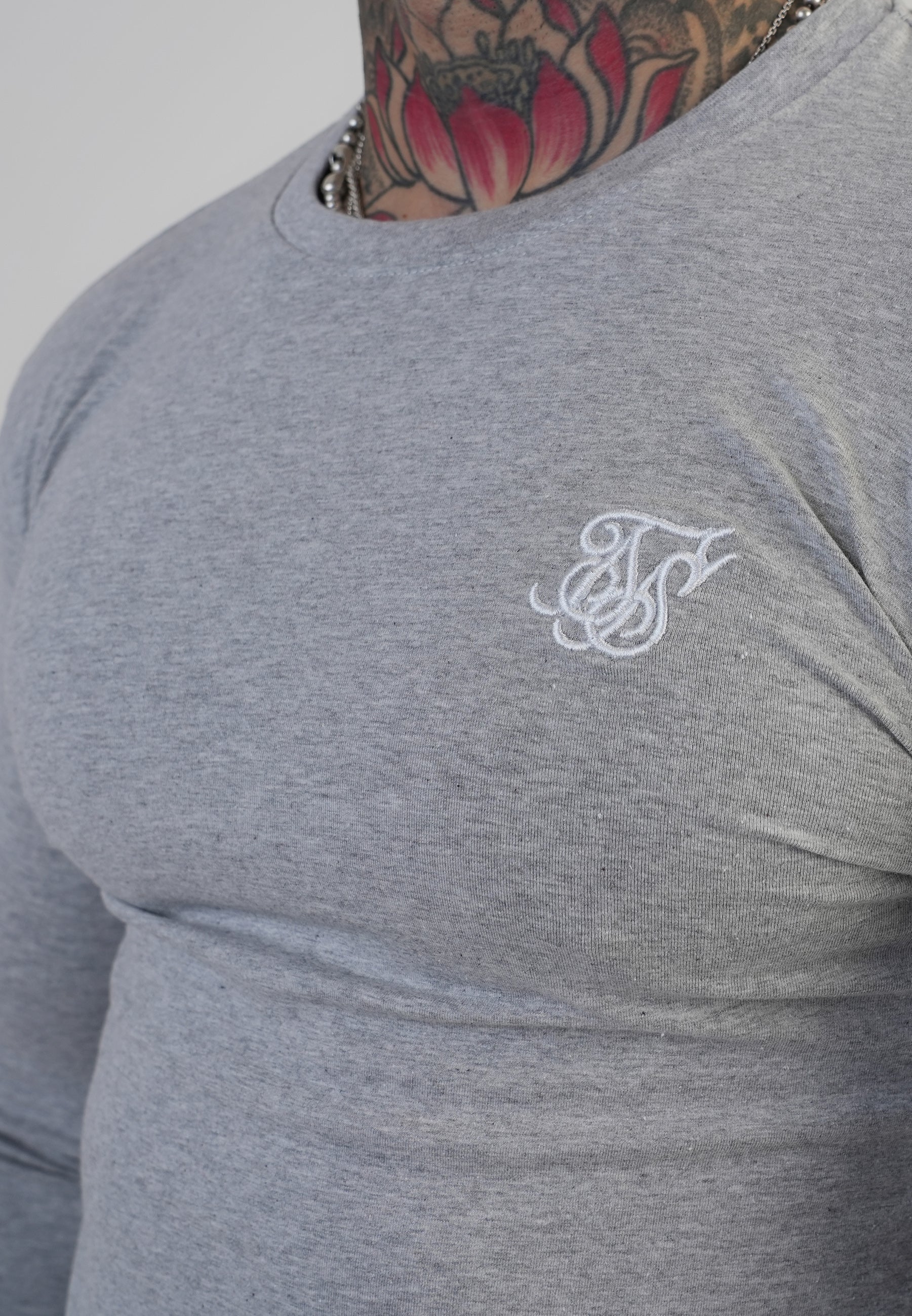 Grey Marl Essentials LS T-Shirt - Image 2