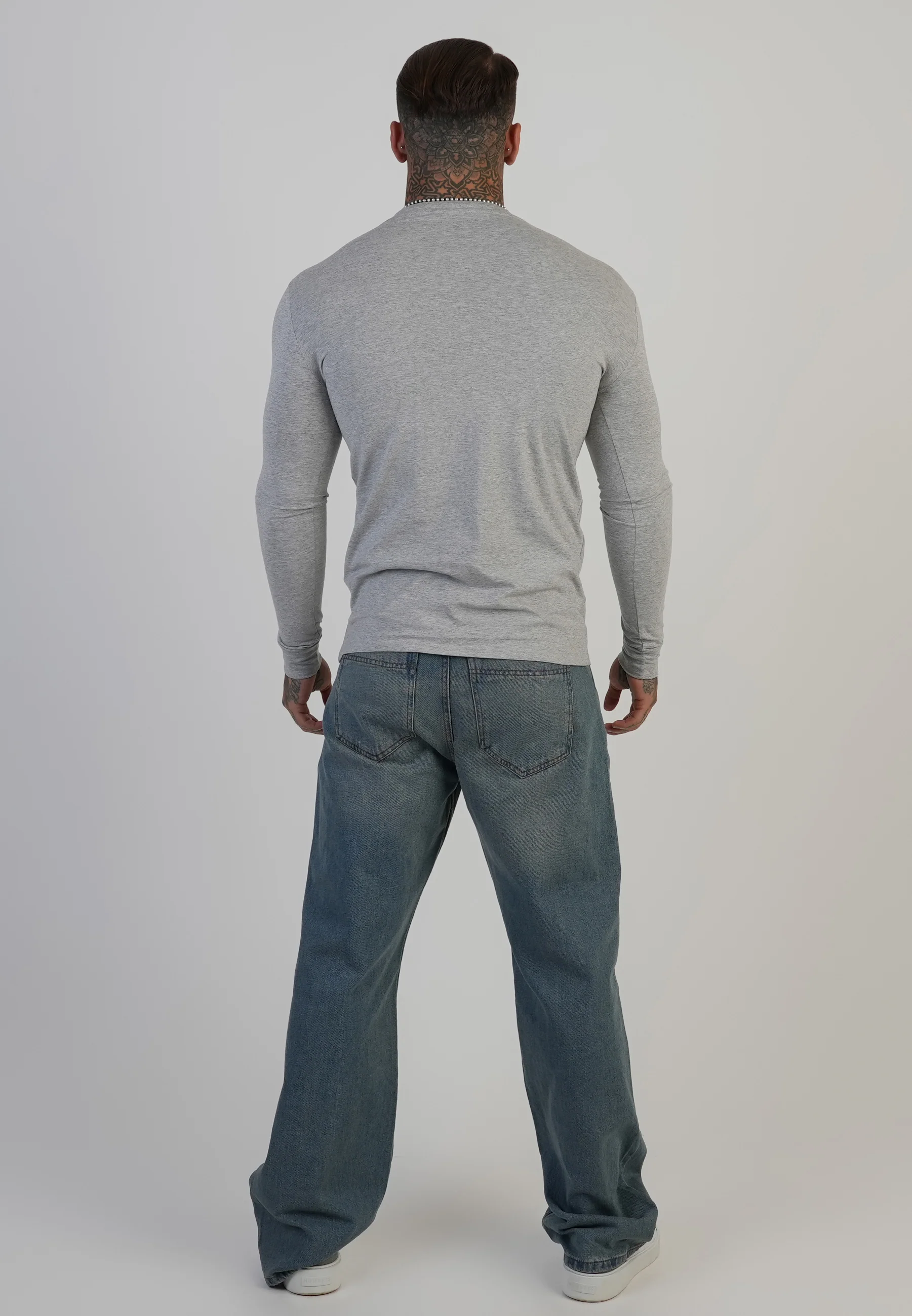 Grey Marl Essentials LS T-Shirt - Image 5