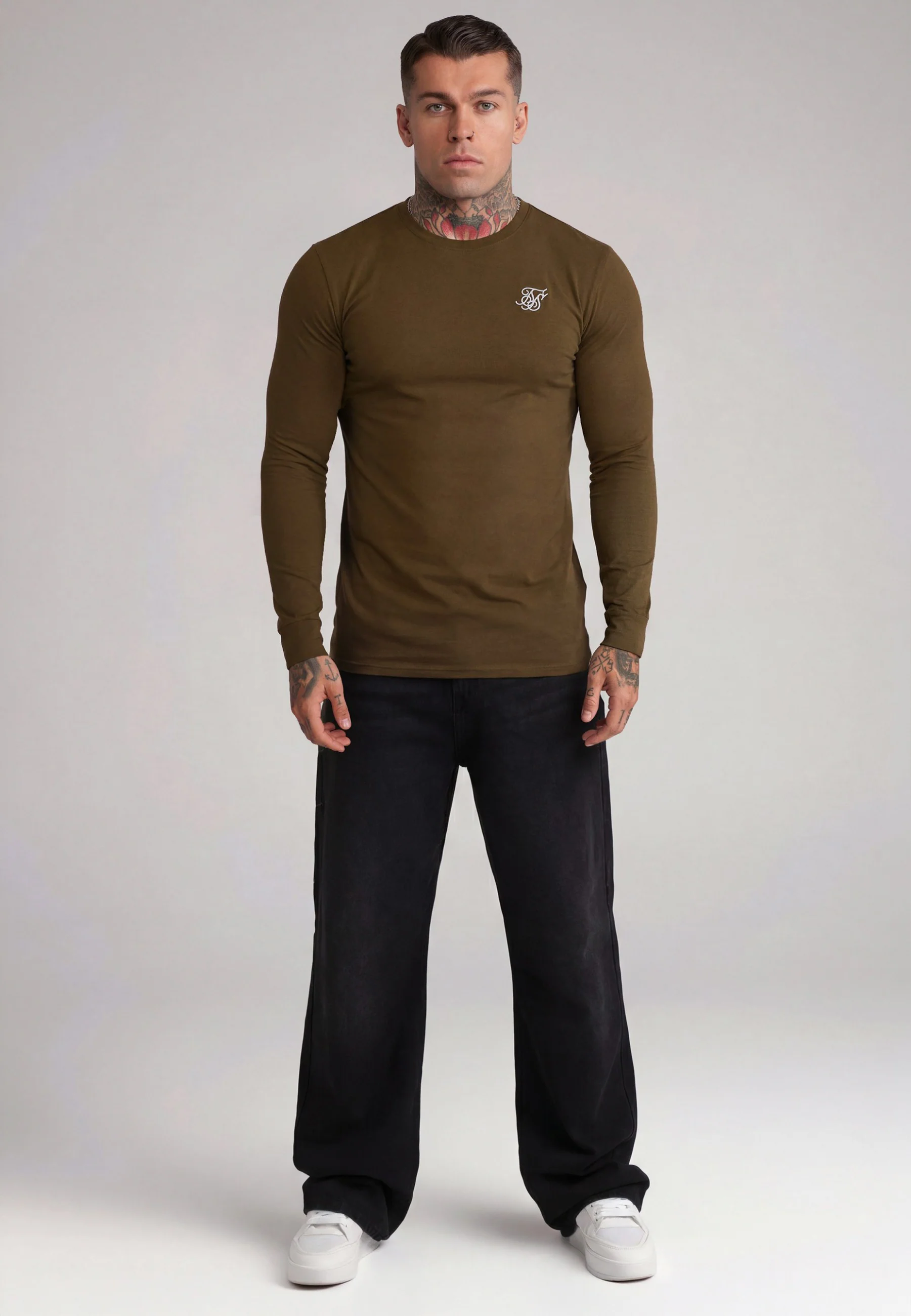 Khaki Green Essentials LS T-Shirt - Image 3