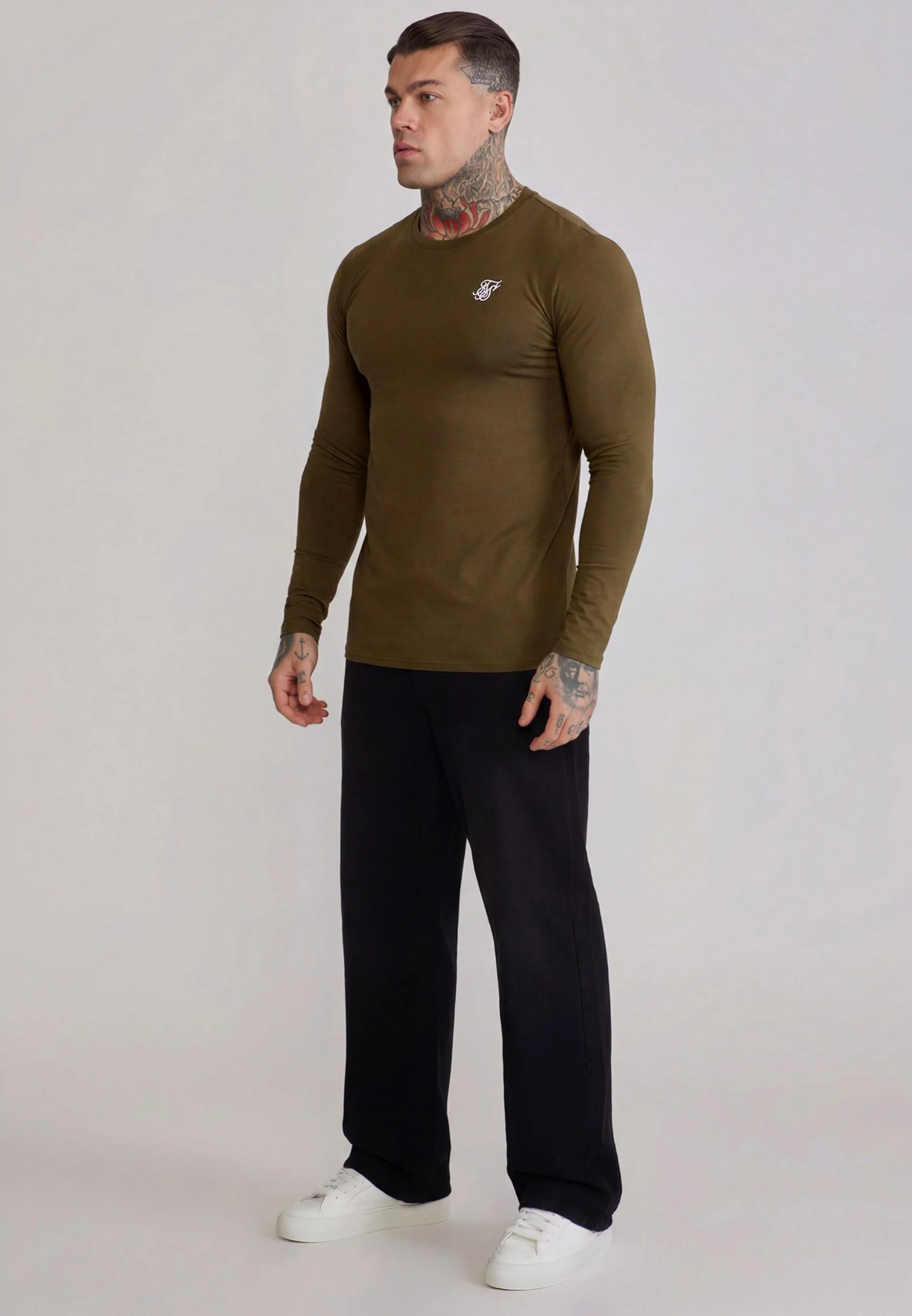 Khaki Green Essentials LS T-Shirt - Image 4