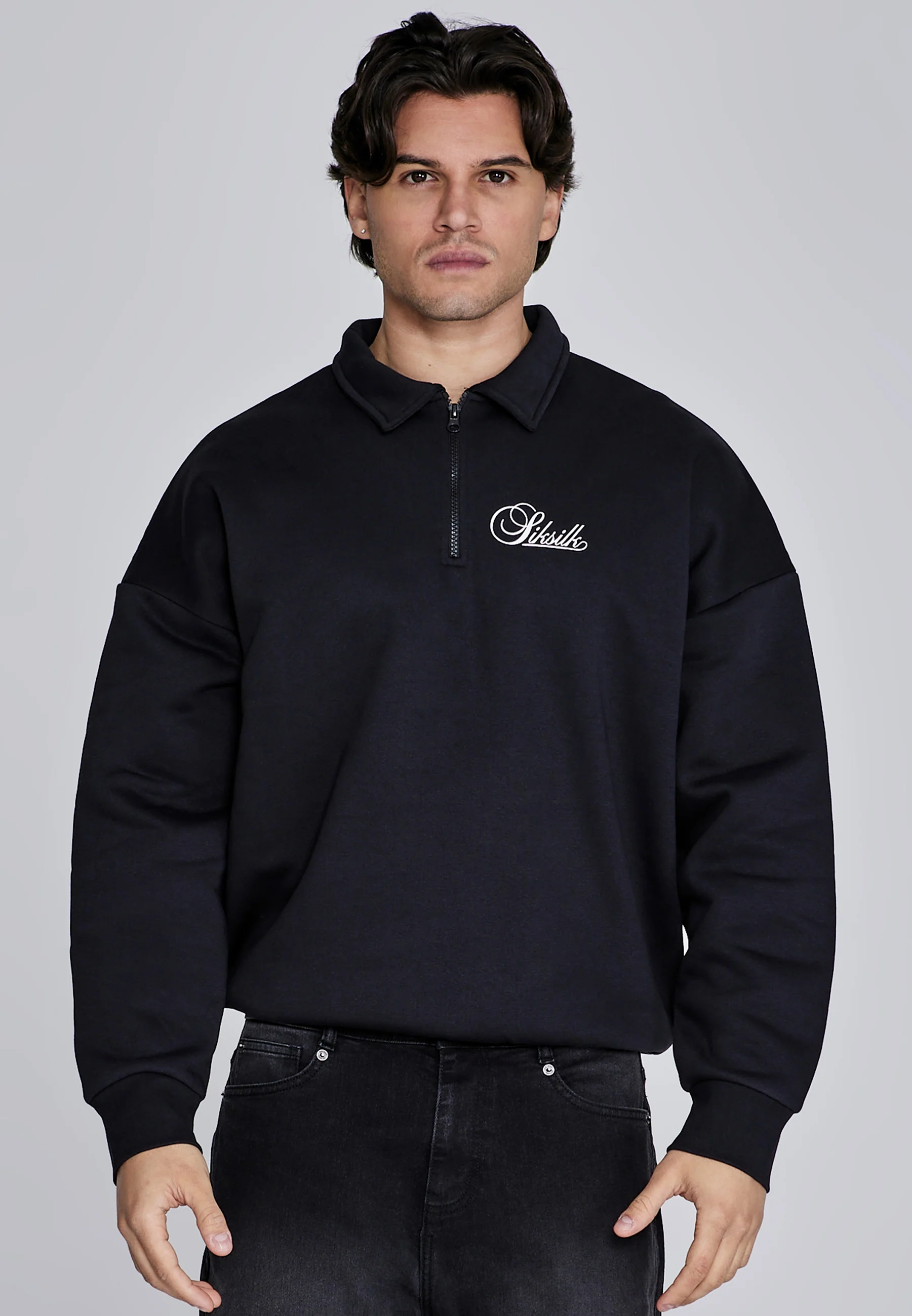 Black Essentials Polo Sweater - Image 2