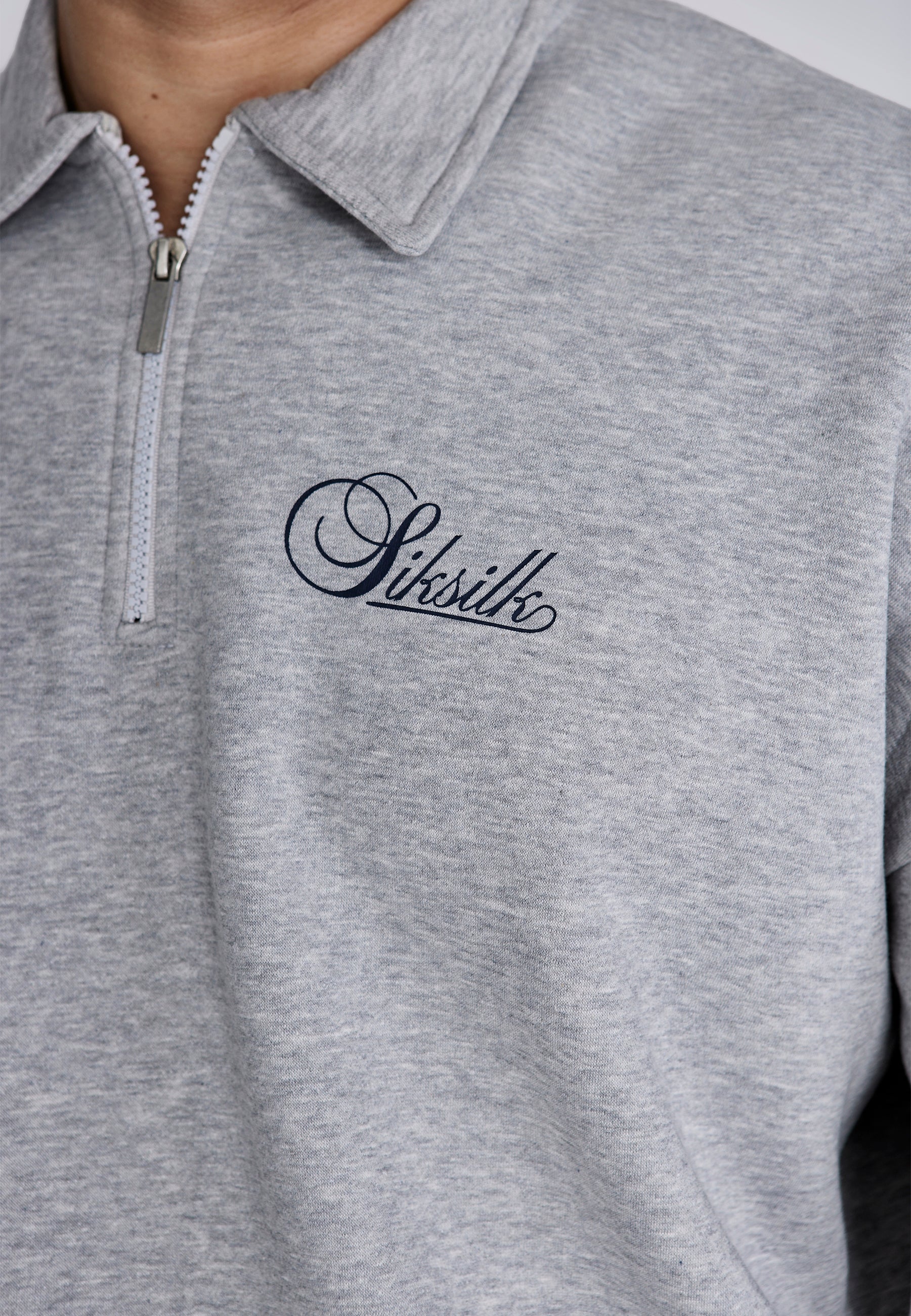 Grey Marl Essentials Polo Sweater - Image 3