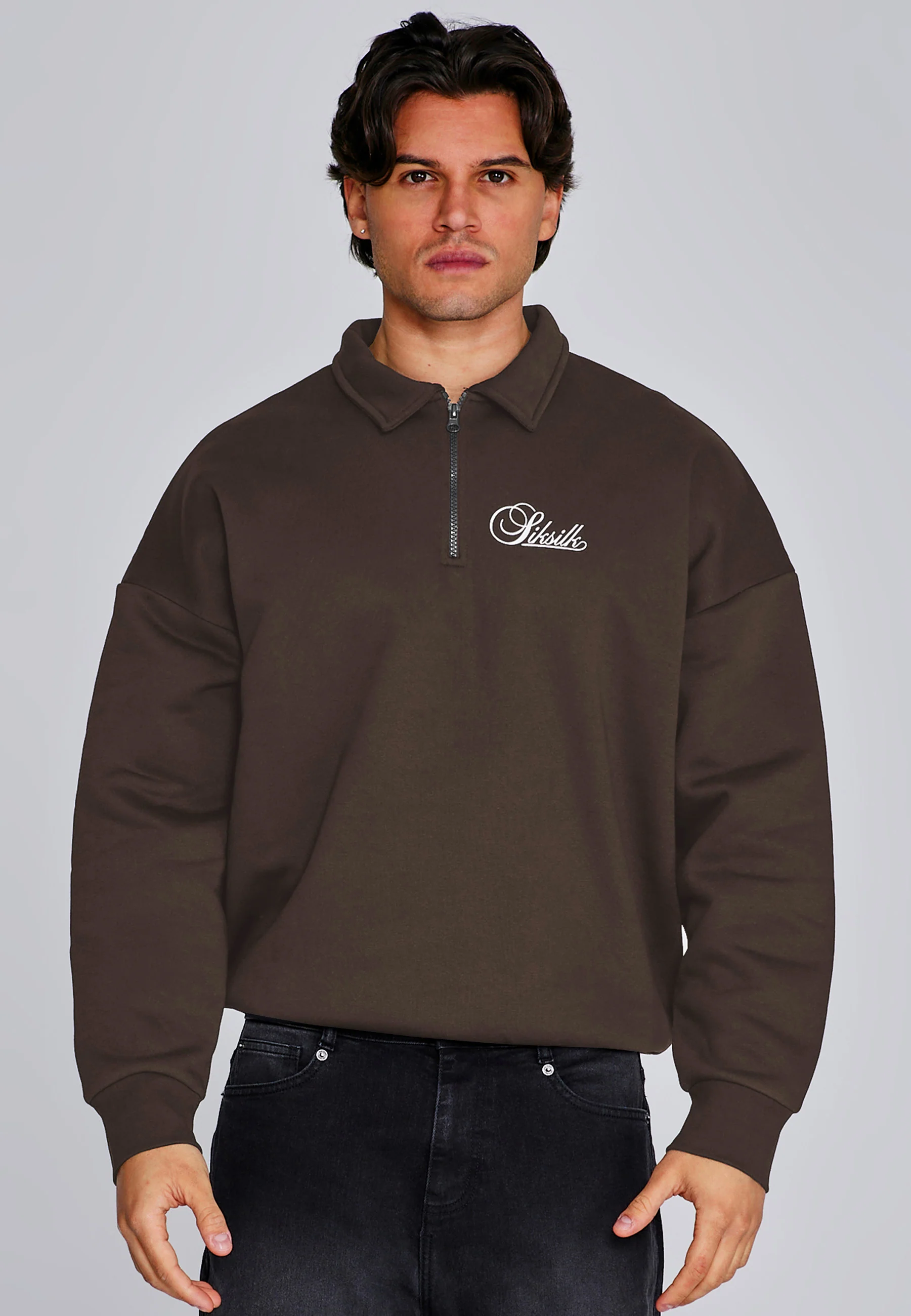 Brown Essentials Polo Sweater