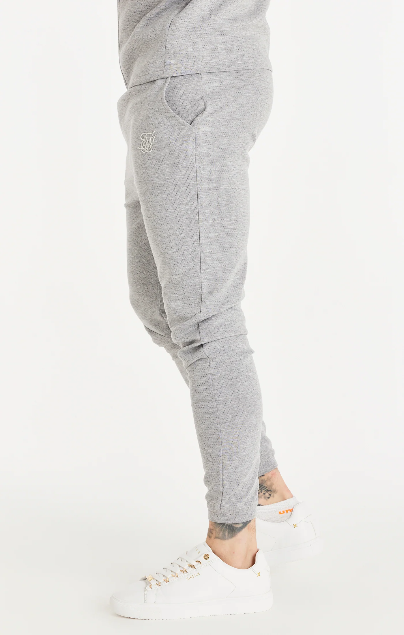 Grey Textured Fitted Pant - Image 2
