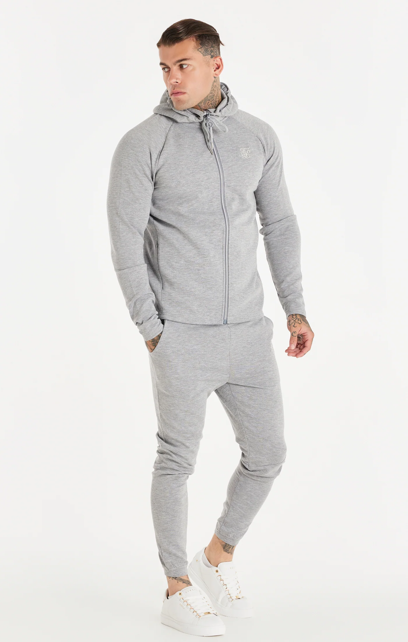 Grey Textured Fitted Pant - Image 5