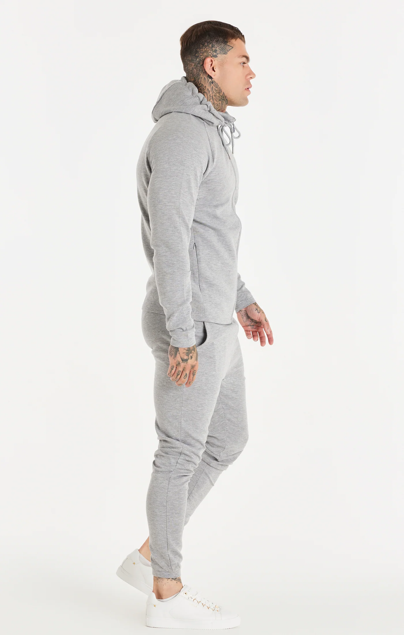 Grey Textured Fitted Pant - Image 6