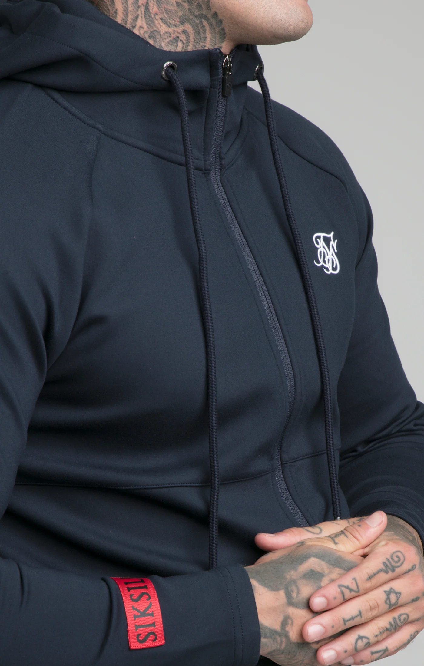 Navy Exhibit Zip Through Hoodie - Image 2