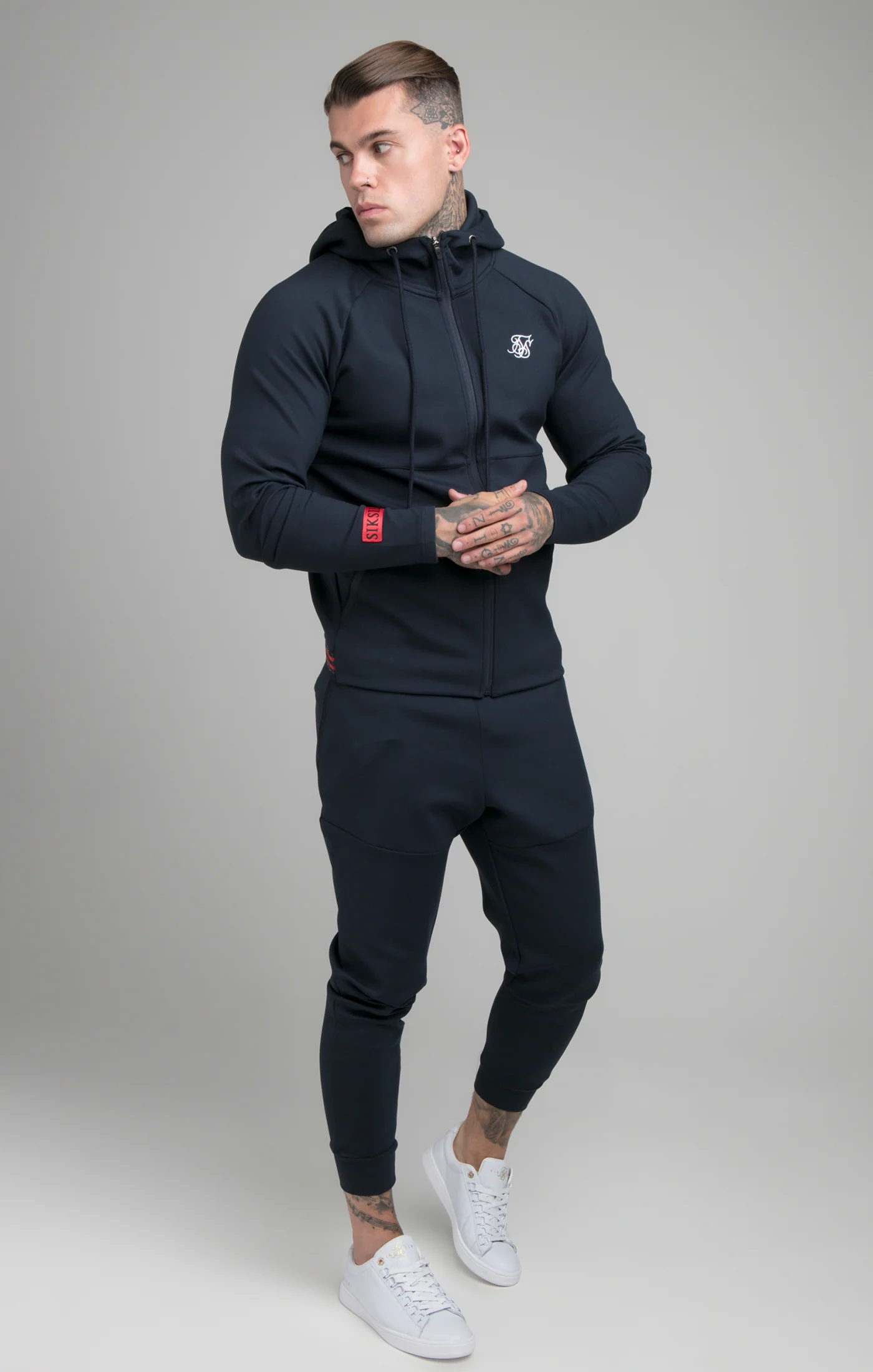 Navy Exhibit Zip Through Hoodie - Image 4