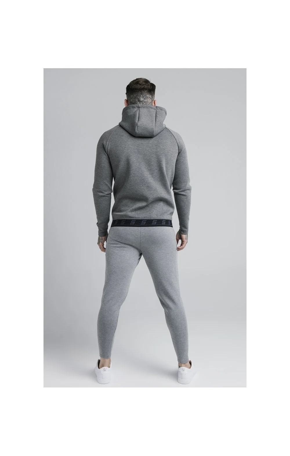 SikSilk Exhibit Zip Through Hoodie - Grey Marl - Image 4