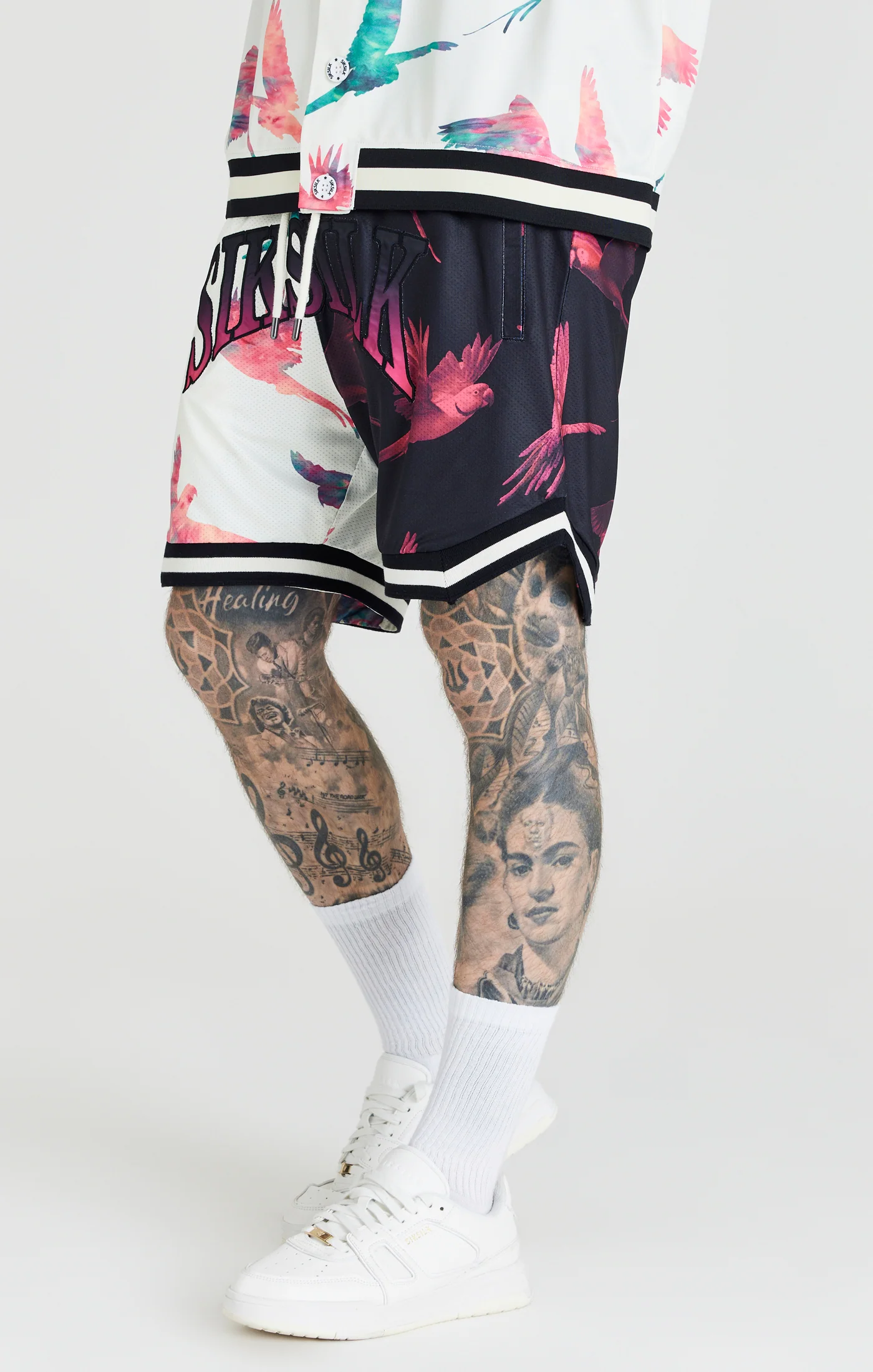 Ecru Exotic Print Basketball Short