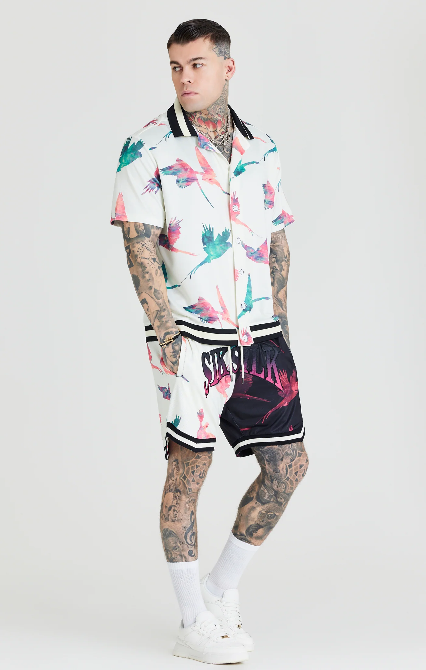 Ecru Exotic Print Basketball Short - Image 5