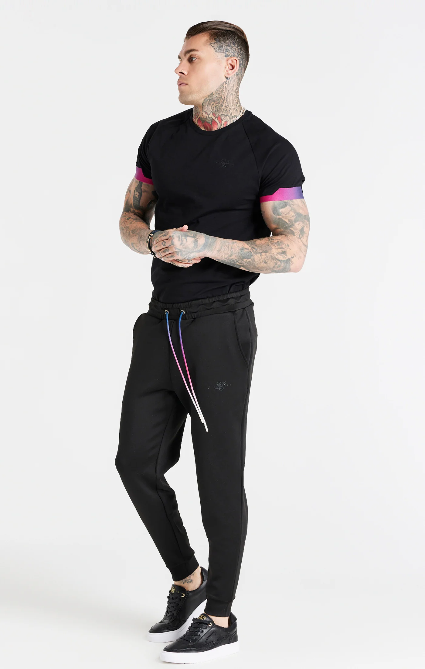 Black Fade Raglan Muscle Fit T-Shirt - Image 4