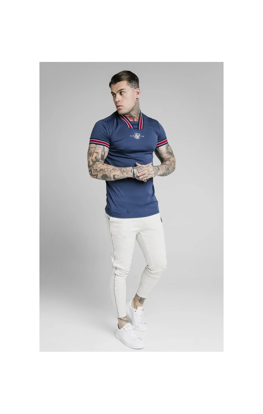 SikSilk Exposed Tape Jogger - Light Grey - Image 4