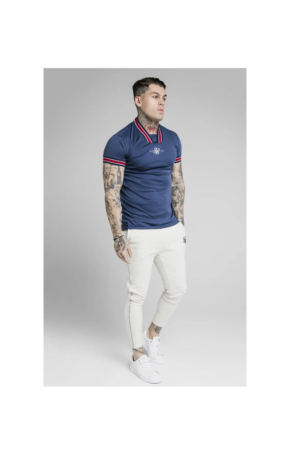 SikSilk Exposed Tape Jogger - Light Grey - Image 5