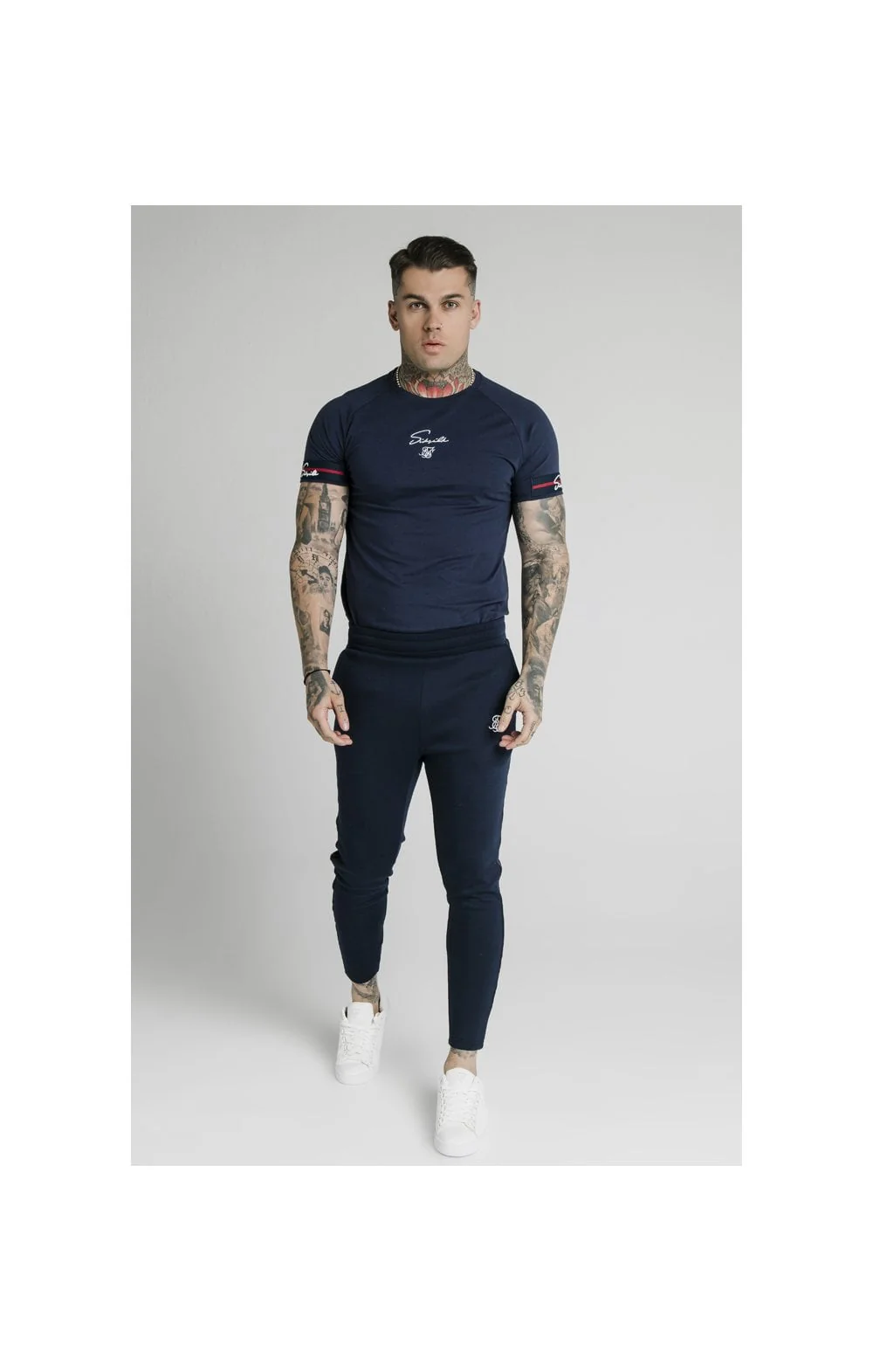SikSilk Exposed Tape Jogger - Navy - Image 2