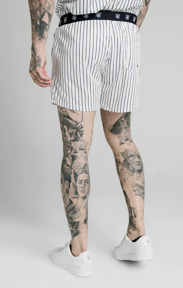 White Stripe Elasticated Swim Short - Image 2