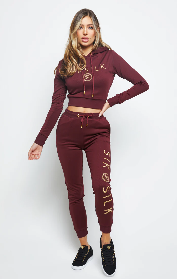 SikSilk Eyelet Mesh Track Pants - Burgundy - Image 4