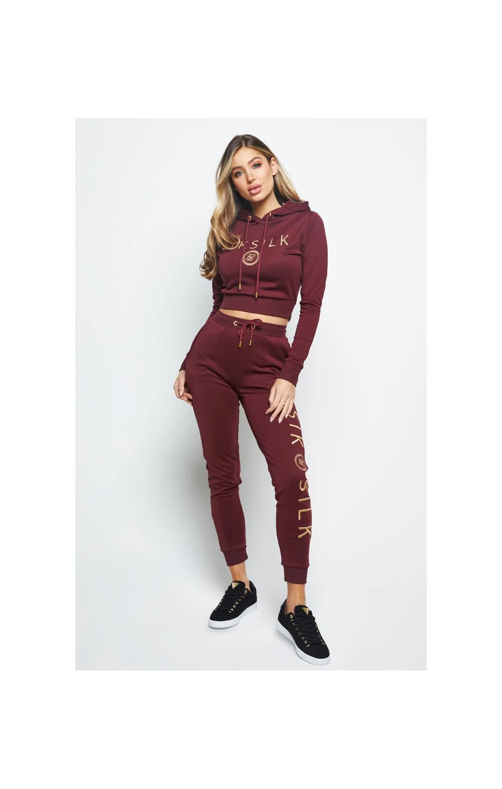 SikSilk Eyelet Mesh Track Top - Burgundy - Image 2