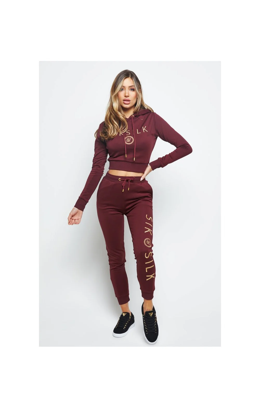 SikSilk Eyelet Mesh Track Top - Burgundy - Image 3